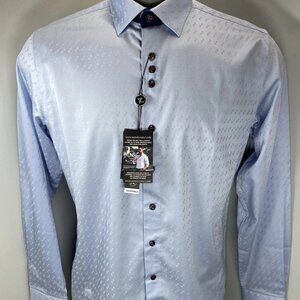 Au Noir Wolverin Jacquard Modern Fit Button Down Shirt • Size L • Light Blue